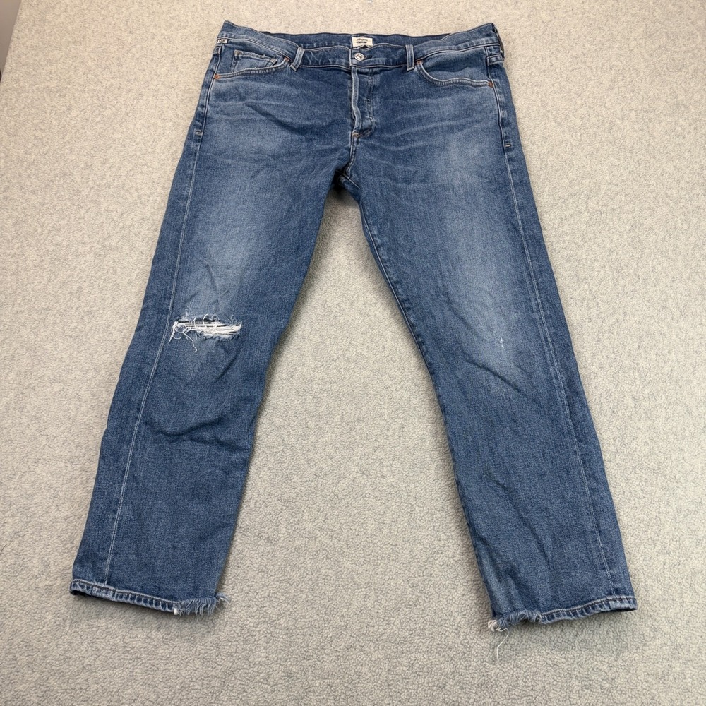 Citizens Of Humanity Womens Emerson Slim Boyfriend Jeans Blue Denim Distress 31